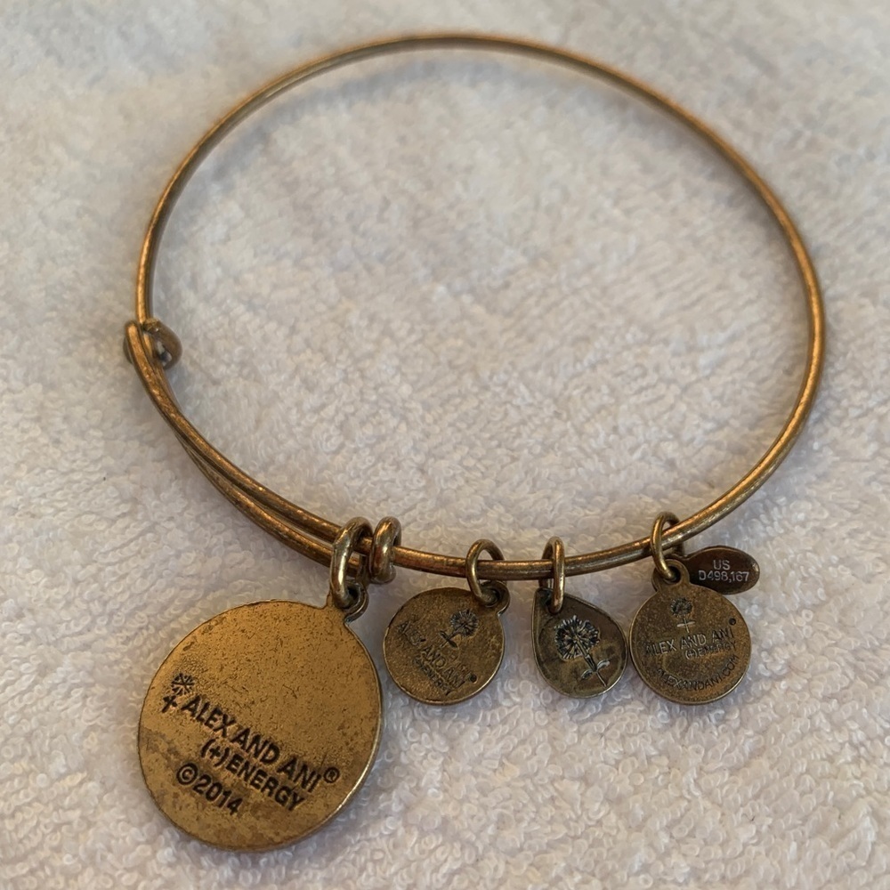 Alex and Ani Path of Life Charm Bracelet Gold Finish Expandable 2”- 3.5” - Picture 3 of 4